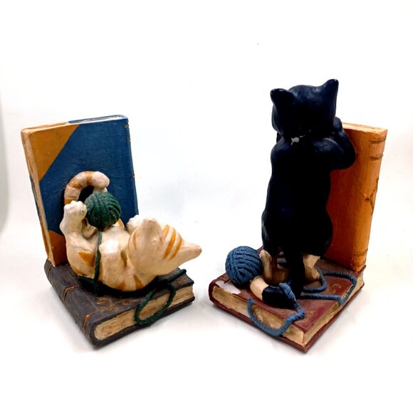 Vtg Whittle Cats Bookends Figi Graphics 5 In. Tall 2.5 In. Wide 3 In. Deep 1996 - Picture 4 of 6